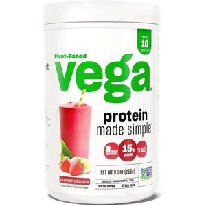 image:imageVega Protein Made Simple PlantBased Chocolate Protein Powder with 15g Protein  SteviaFree Clean Nutrition  96 oz 10 ServingsStrawberry Banana